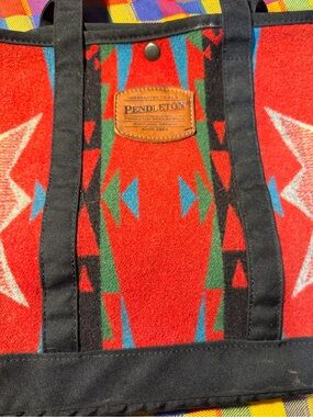 Vintage Pendleton Red Tribal Wool Tote 90’s